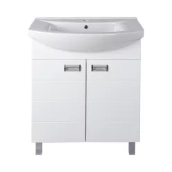   Viva SZQUARE 55 lábon álló fürdőszobabútor Sanovit ZENON 6055 porcelán mosdóval 55 x 44 cm