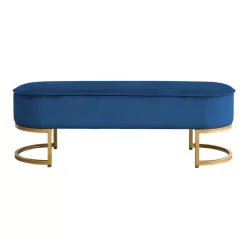   Dizájnos pad, kék Velvet szövet/gold króm-arany, MIRILA NEW-S