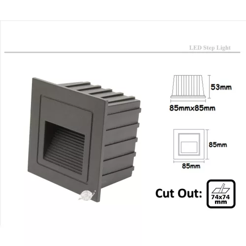 falba építhető lámpa fekete színű vázzal és fém testtel beltéri használatra steplight-qj-od-2w-bk - moretti.hu