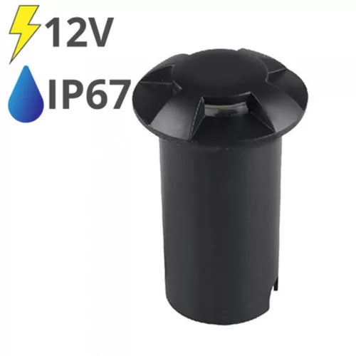 Fekete talajba süllyszthető lámpa 1X4W 50lm 6500 K