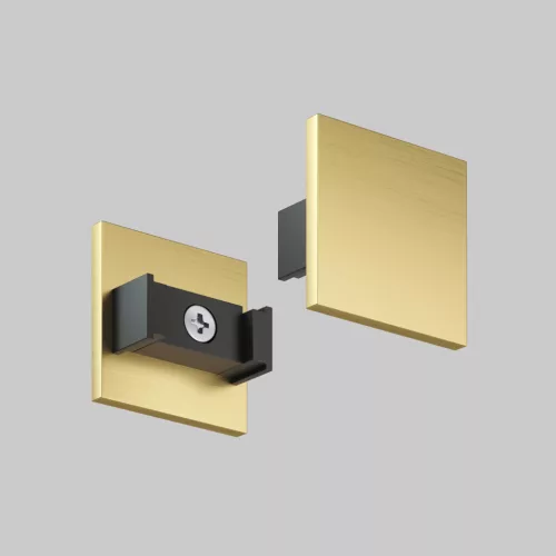 TR/EU-5735-SB Low profile end cap, for use without decorative track cover, Shine track system, Base series, set of 2 pieces, satin brass color, aluminum — TR/EU-5735-SB