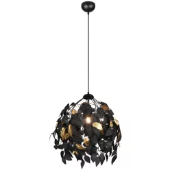   TRIO R10461932 LEAVY Glamour Függesztett Lámpa Fekete E27 IP20