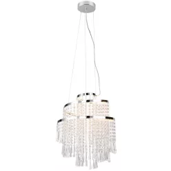   TRIO R37341106 POMP Kristály Függesztett Lámpa Ezüst LED IP20