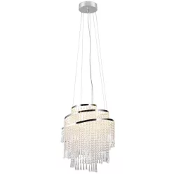   TRIO R37349106 POMP Kristály Függesztett Lámpa Ezüst LED IP20